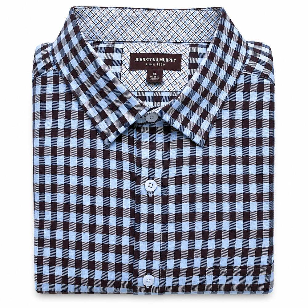 Johnston & Murphy Men's Gingham Long Sleeve Button Down Shirt Size XL